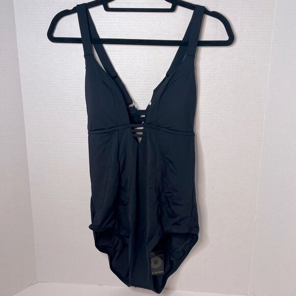 Sunn Lab Swim Other - Sunn Lab Swim Black Arrow Strappy Plunge One Piece Swimsuit Size Medium New!